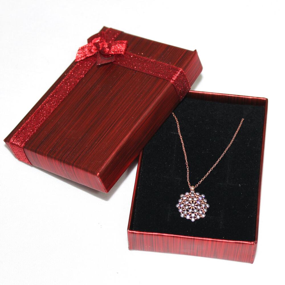 925 Stamped Silver Necklace White Crystal Flower - Picture 2 of 6